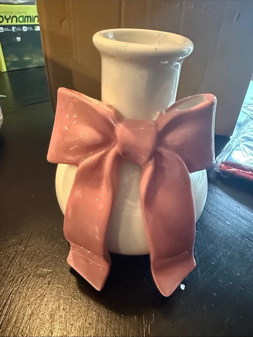 New Decorative Ceramic Bow Vase - Pink & White